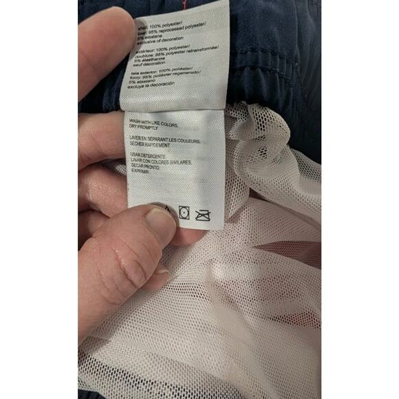 Speedo Mens S Red White Navy Blue Elastic Waist Drawstring Swim Trunks Shorts - Picture 9 of 11